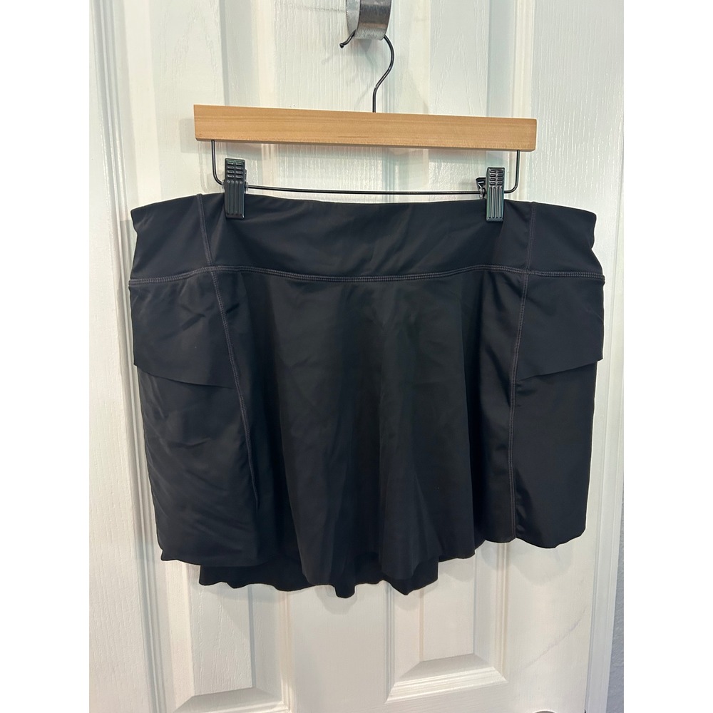 Zyia Active Skort Black‎ Ruffle Back Athletic Tennis Golf Skirt XXL Pockets